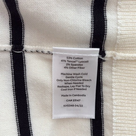 Talbots Striped Cream and Black Cardigan Sweater with Front Buttons. Size XL p - Picture 10 of 11
